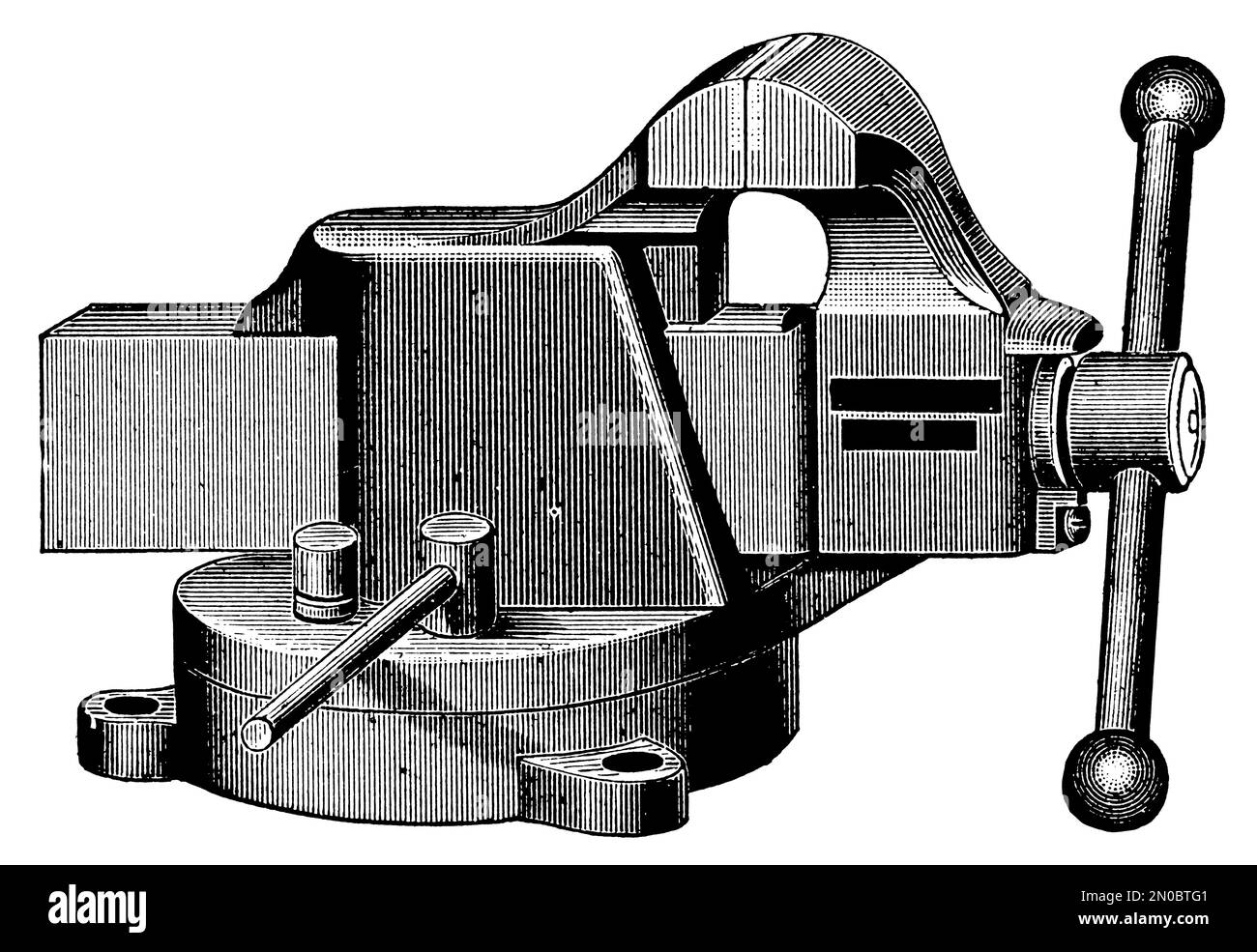 gravure d'un étau datant de 19th ans (isolée sur blanc). Publié dans Systematischer Bilder-Atlas zum conversations-Lexikon, Ikonographische Encyklopedi Banque D'Images gravure d'un étau datant de 19th ans (isolée sur blanc). Publié dans Systematischer Bilder-Atlas zum conversations-Lexikon, Ikonographische Encyklopedi Banque D'Images