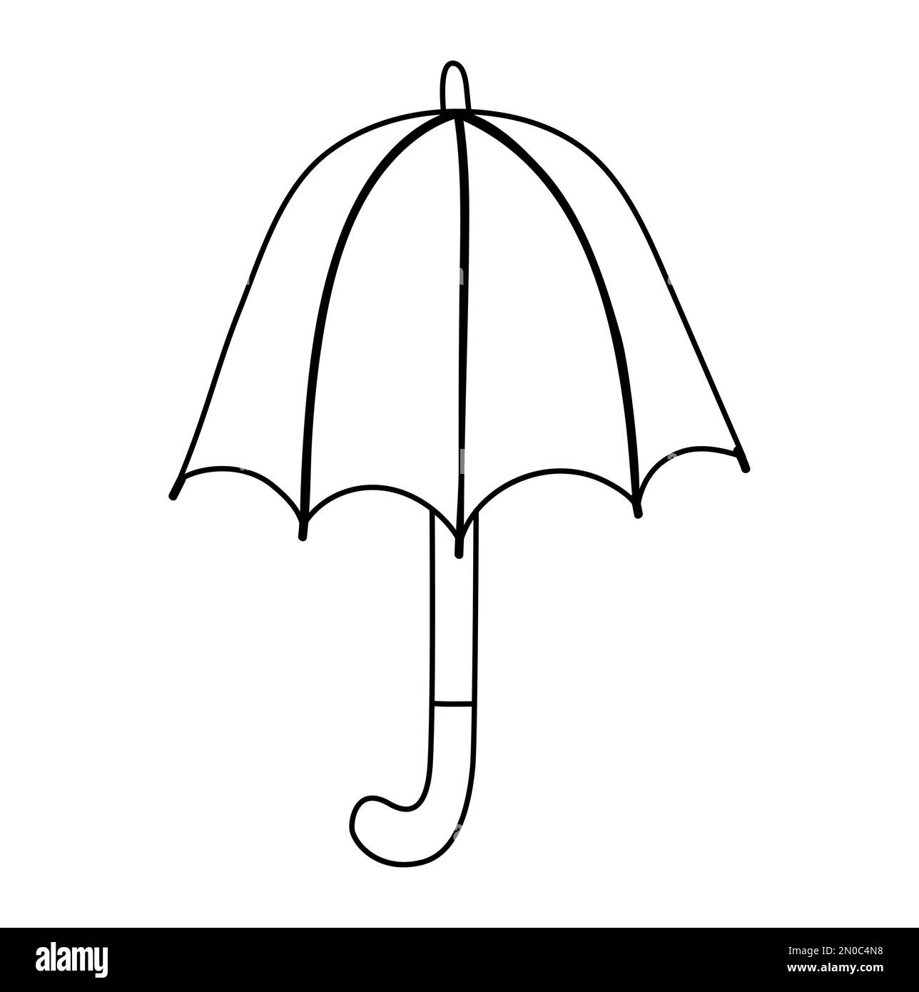 Parapluie noir et blanc Vector mignon. Accessoire de protection contre la pluie art d'automne. Drôle d'illustration de contour de saison d'automne isolé sur fond blanc Illustration de Vecteur