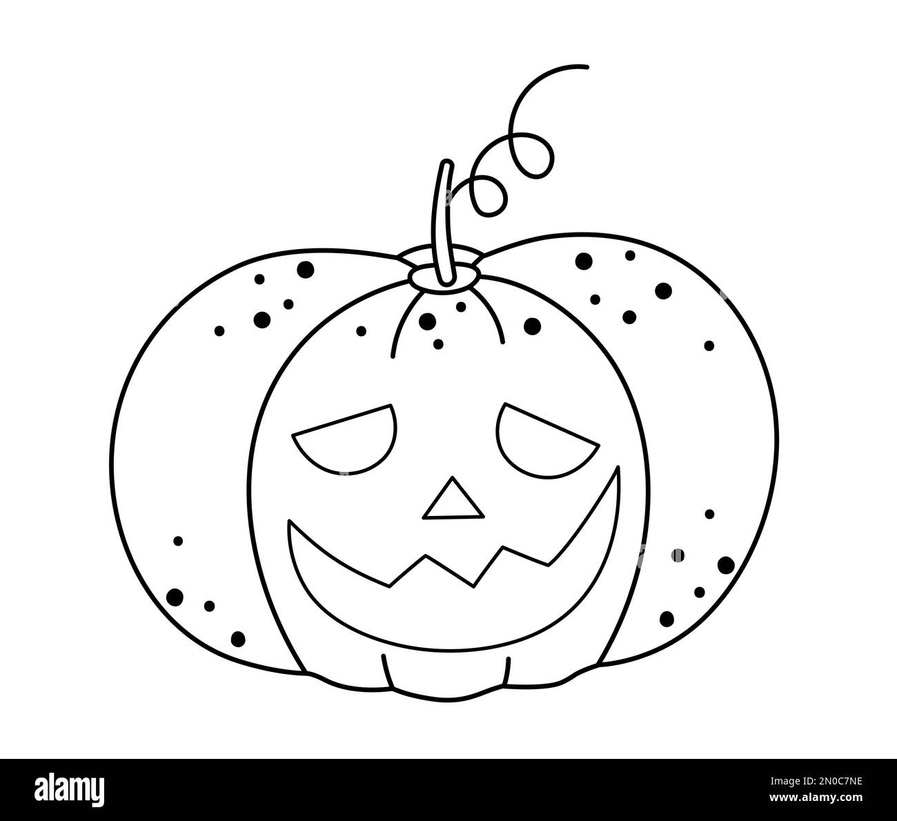 Icône Jack-o-lanterne noir et blanc vectoriel. Personnage de citrouille effrayant Halloween. Automne tous les saints sont l'illustration de la veille. Page de coloriage de fête de Samhain pour enfant Illustration de Vecteur