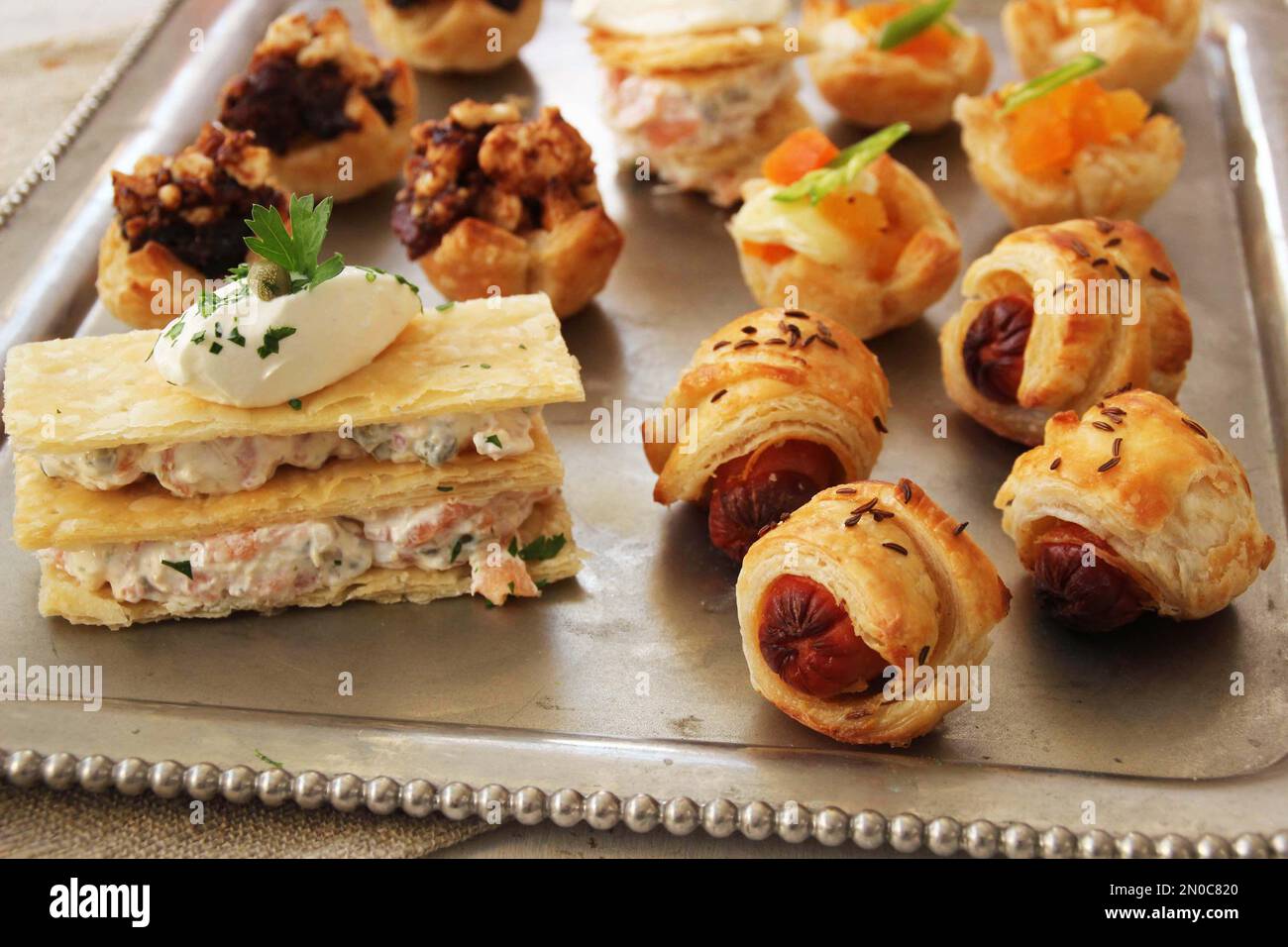 This Jan. 11, 2016 photo shows a tray of puff pastry hors d'oeuvres