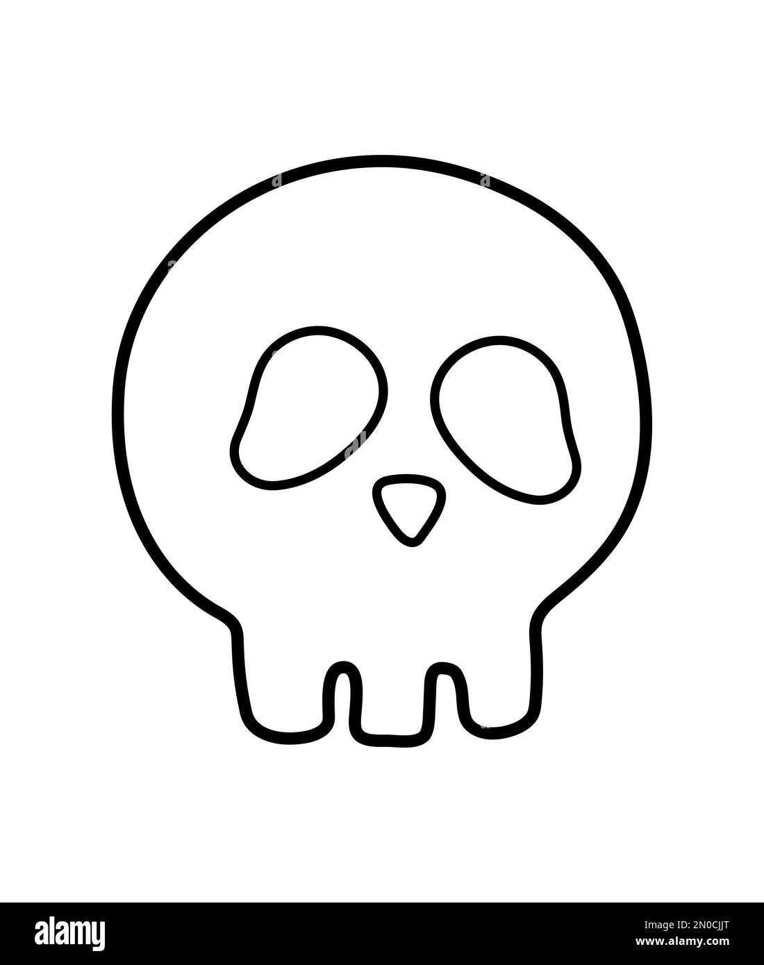 Illustration de fête d'Halloween avec crâne humain. Squelette noir et blanc vectoriel. Design effrayant pour la fête de Samhain d'automne. Page de coloriage de tous les saints. Illustration de Vecteur