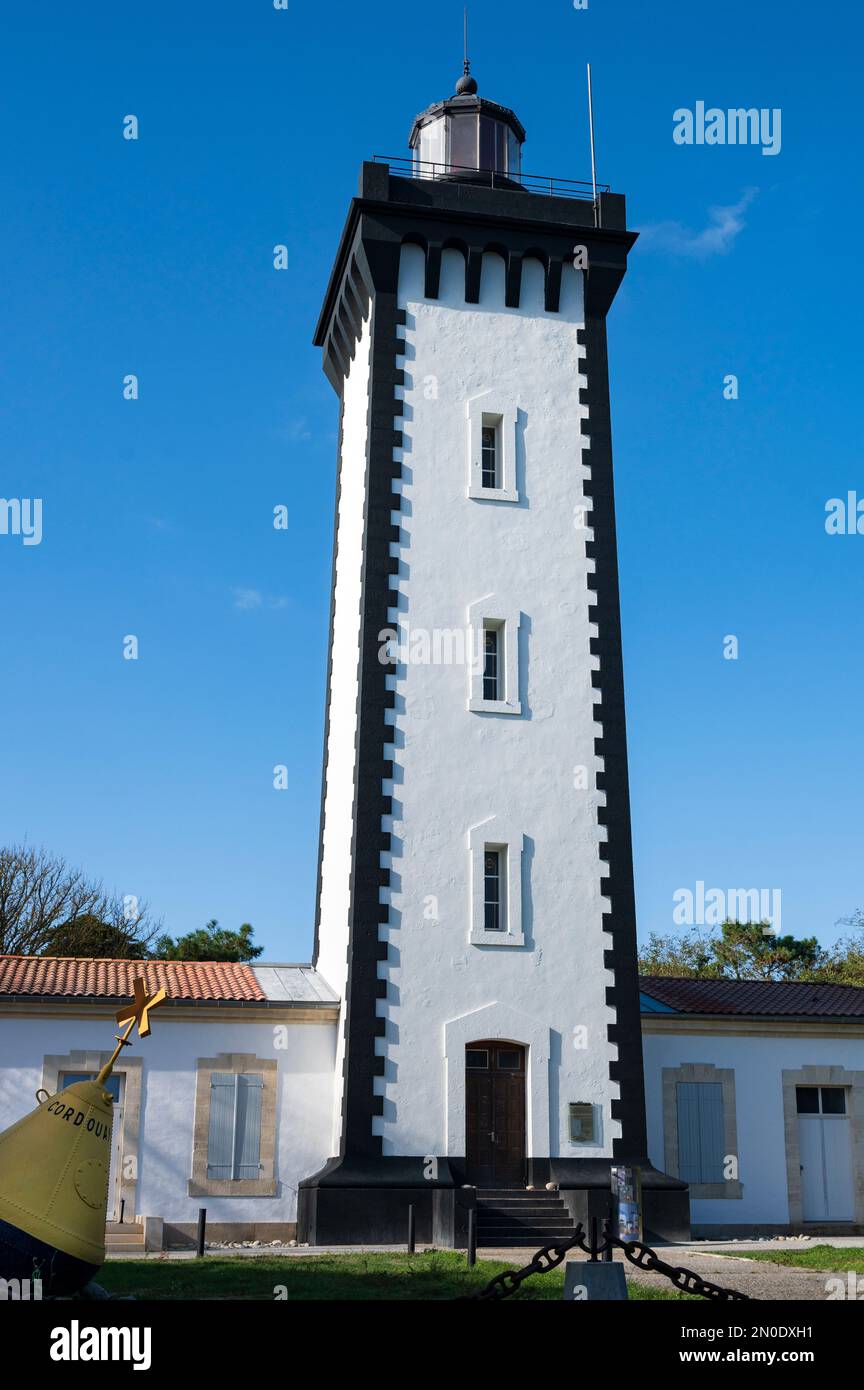 Le phare (phare) du Verdon-sur-Mer, Médoc, France Banque D'Images