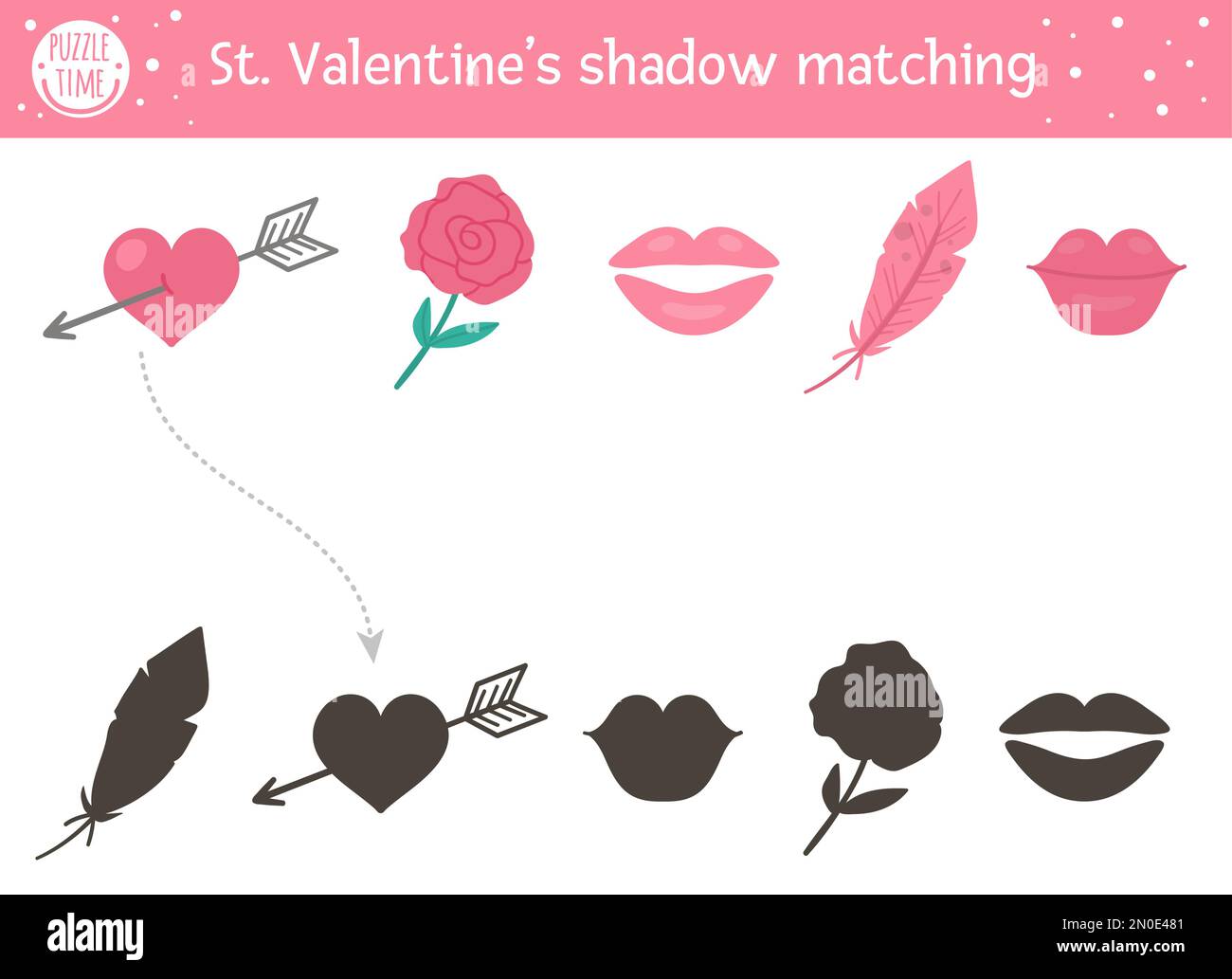 Saint Valentin jour ombre d'activité pour les enfants. Puzzle amusant ...