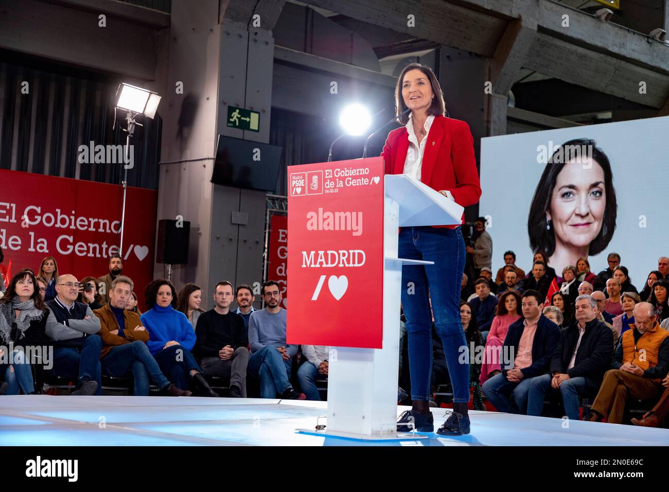 Reyes Maroto. Candidat au maire du Conseil municipal de Madrid. Ministre. Reyes Maroto dans un acte du Groupe socialiste ouvrier espagnol (PSOE). MADRID Banque D'Images