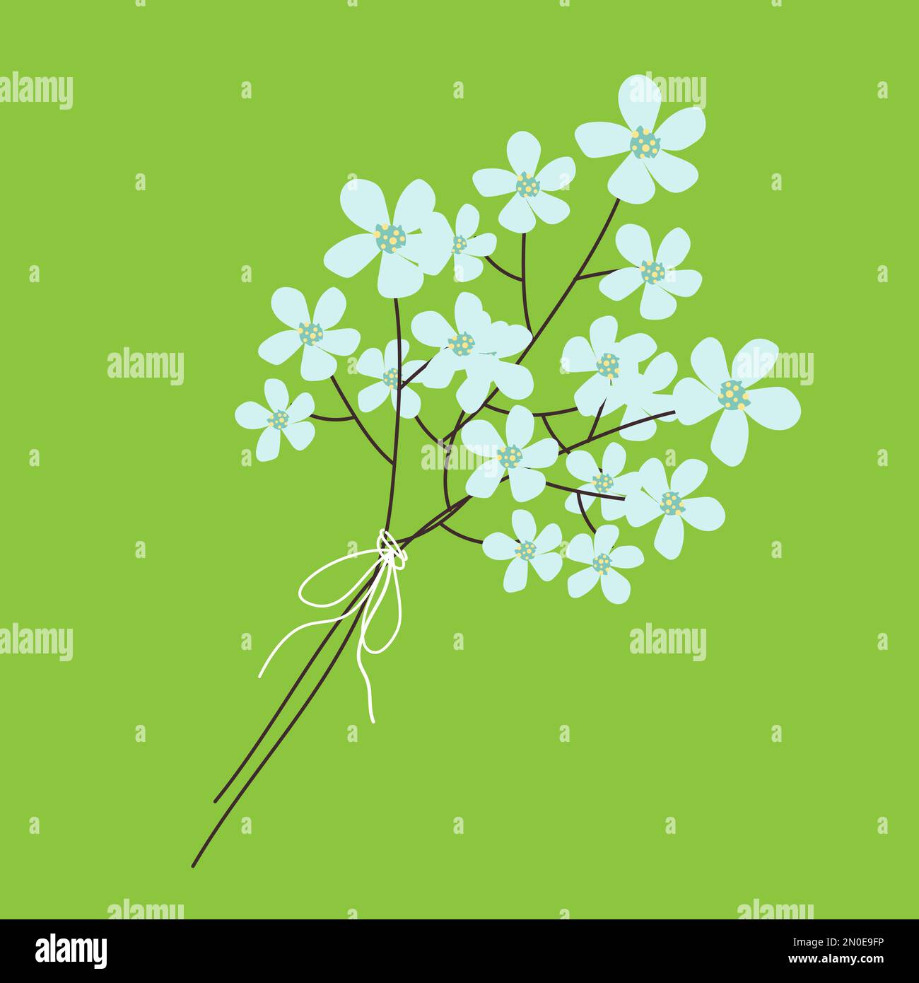 Branche de printemps en fleur de chery sur fond vert. Illustration vectorielle Illustration de Vecteur