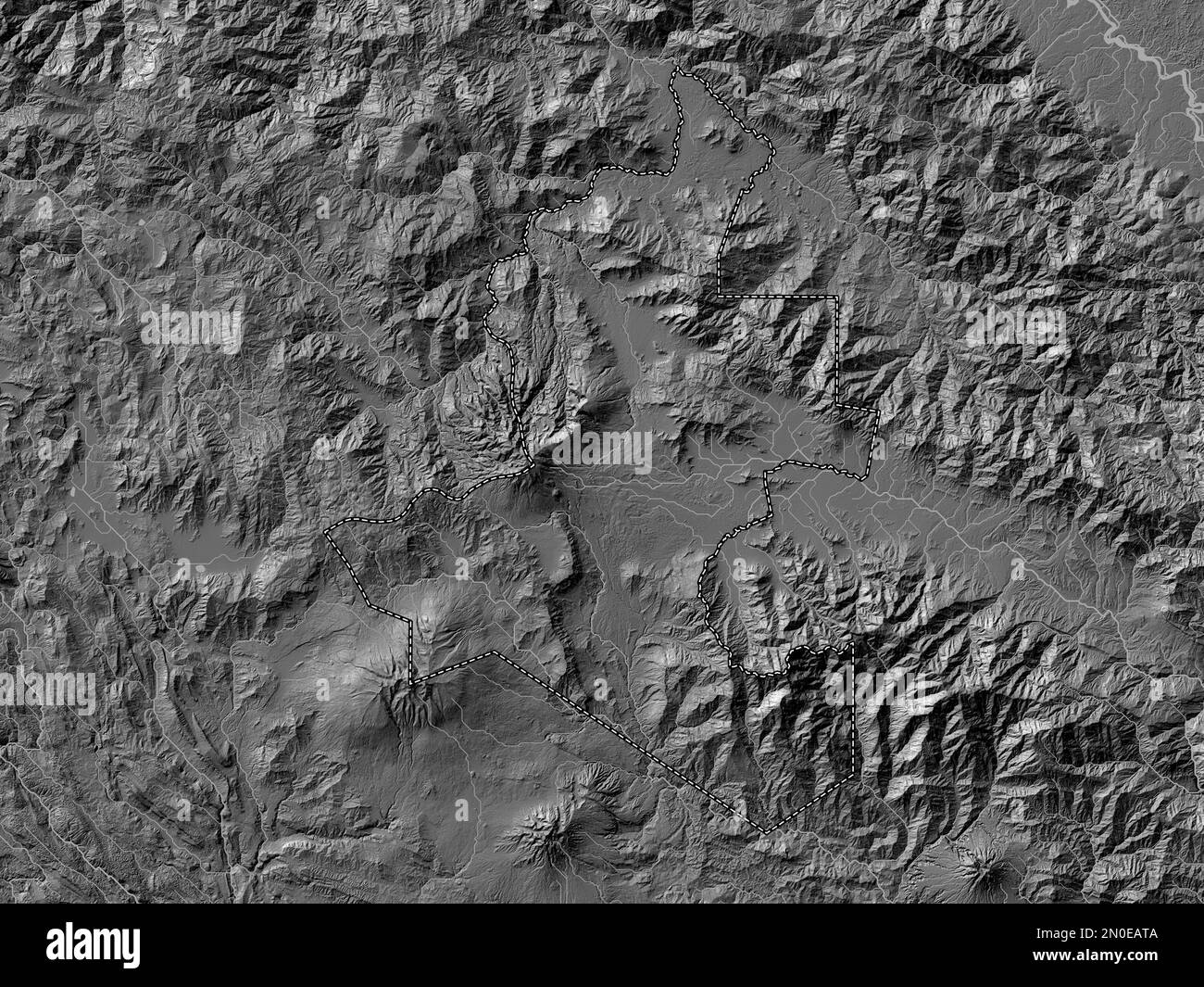 Highlands de l'Ouest, province de Papouasie-Nouvelle-Guinée. Carte d'altitude à deux niveaux avec lacs et rivières Banque D'Images