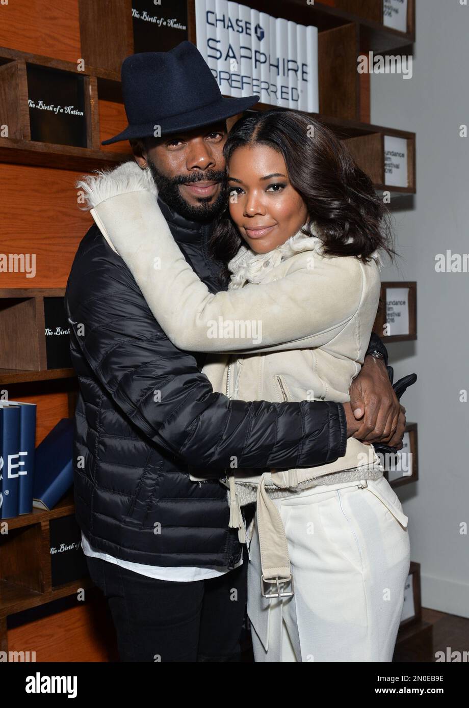 Actors Colman Domingo, left, and Gabrielle Union attend the "The Birth of a Nation" cast party hosted by Chase Sapphire Preferred during the 2016 Sundance Film Festival on Monday, Jan. 25, 2016, in Park City, Utah. (Photo by Evan Agostini/Invision for Chase Sapphire Preferred/AP Images) Banque D'Images