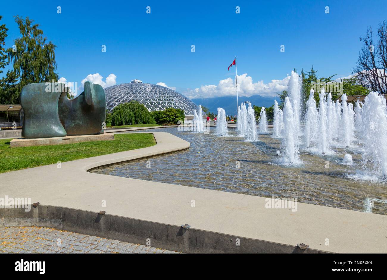 Fontaines près de la véranda Bloedel, parc Queen Elizabeth, Canada Banque D'Images