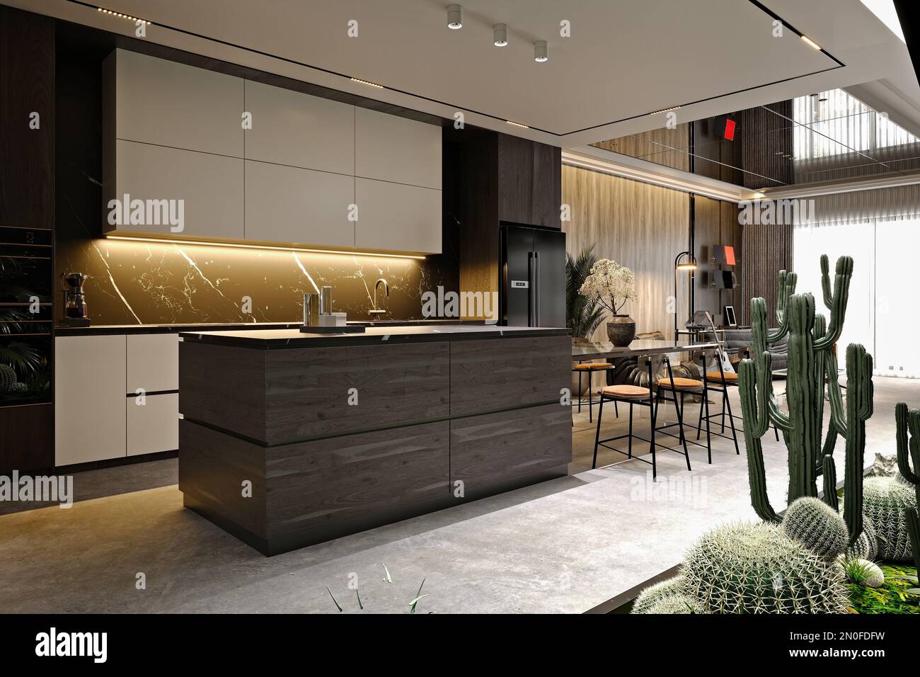 Le rendu 3D de salon Banque D'Images