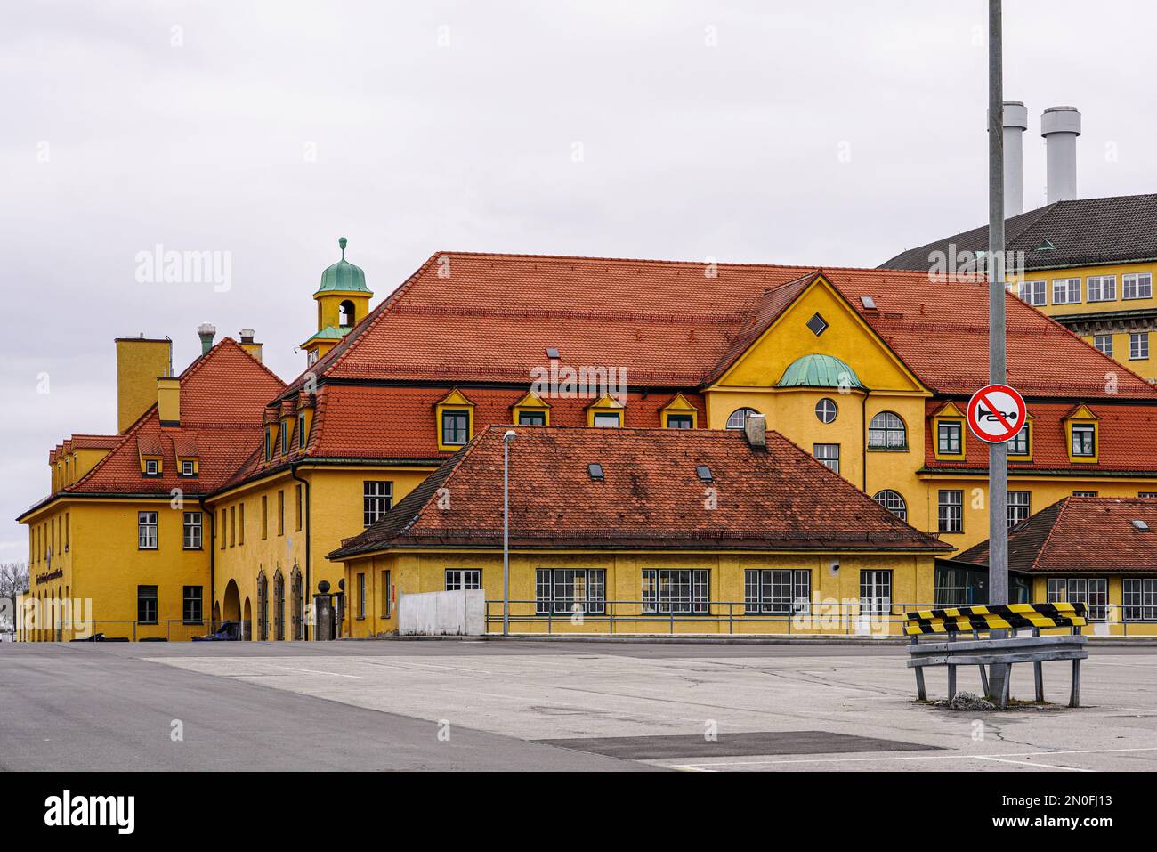 Bâtiment historique sur le terrain de la Großmarkthalle à Munich. Banque D'Images