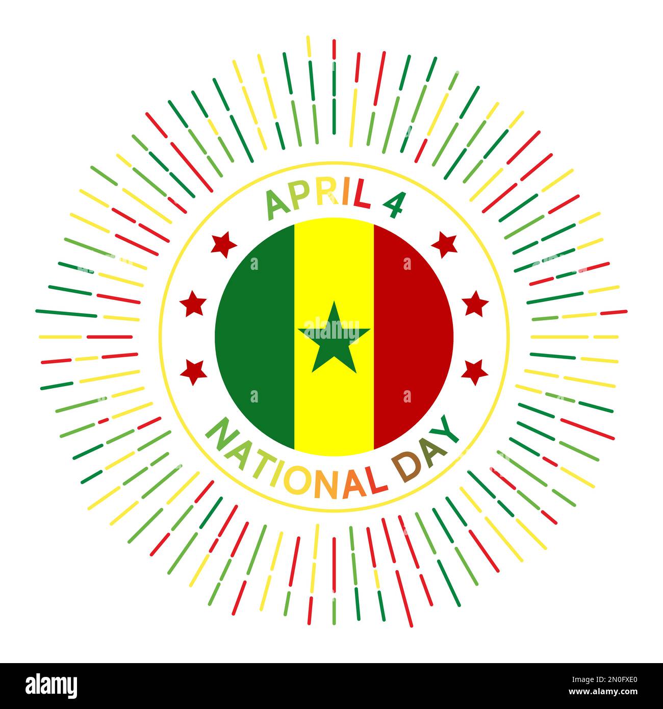 Insigne de la journée nationale du Sénégal. Indépendance de la France en 1960. Célébré sur 4 avril. Illustration de Vecteur