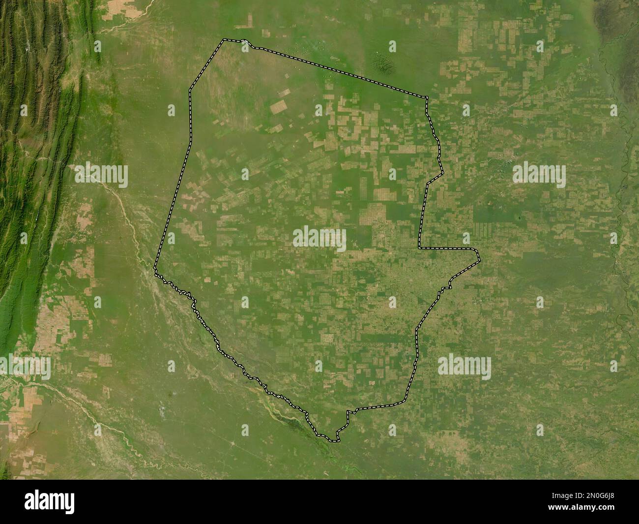 Boqueron, département du Paraguay. Carte satellite basse résolution Banque D'Images