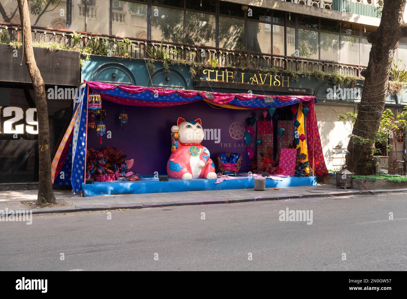 Hanoï, Vietnam, janvier 2023. les décorations pour la célébration de la nouvelle année 2023, l'année du chat, dans le centre-ville Banque D'Images