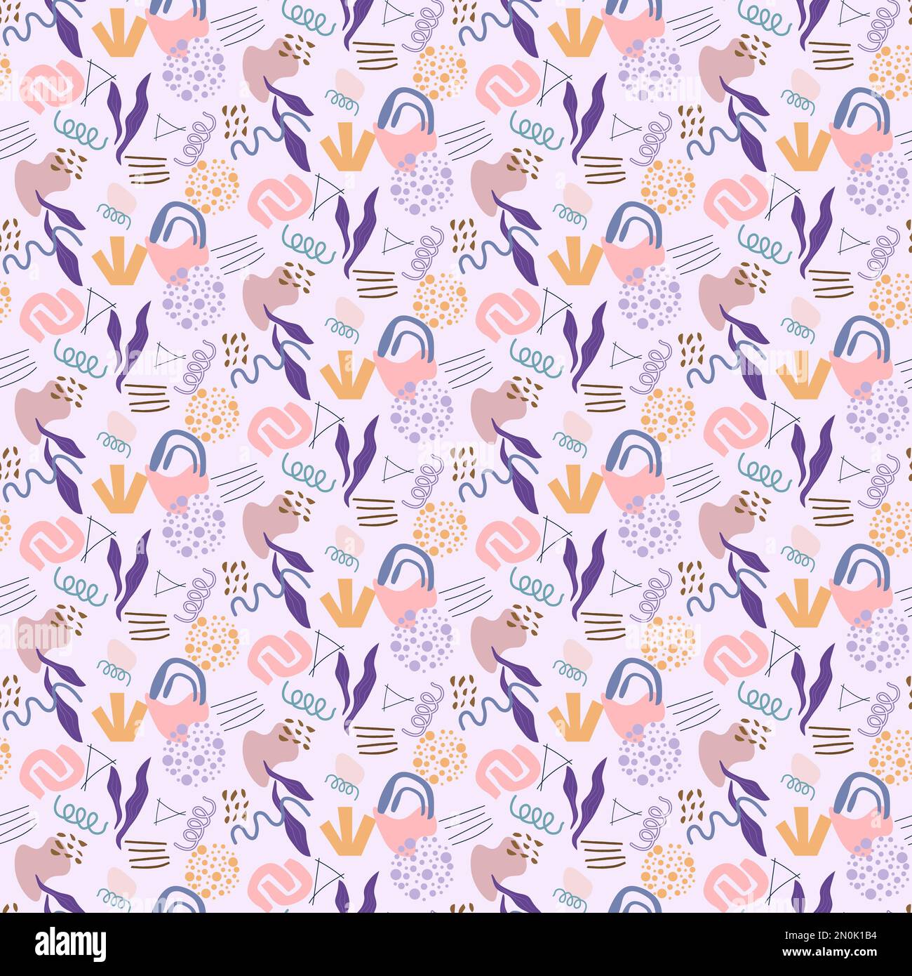 Taches et formes abstraites dessinées à la main. Le motif est sans couture. Illustration de Vecteur