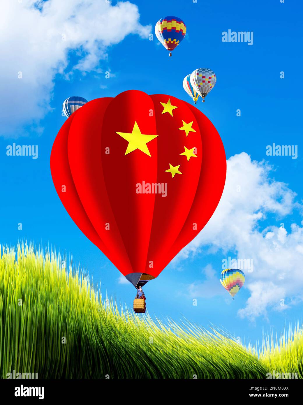 Le ballon d'espionnage chinois en Amérique attend d'être abattu. Banque D'Images