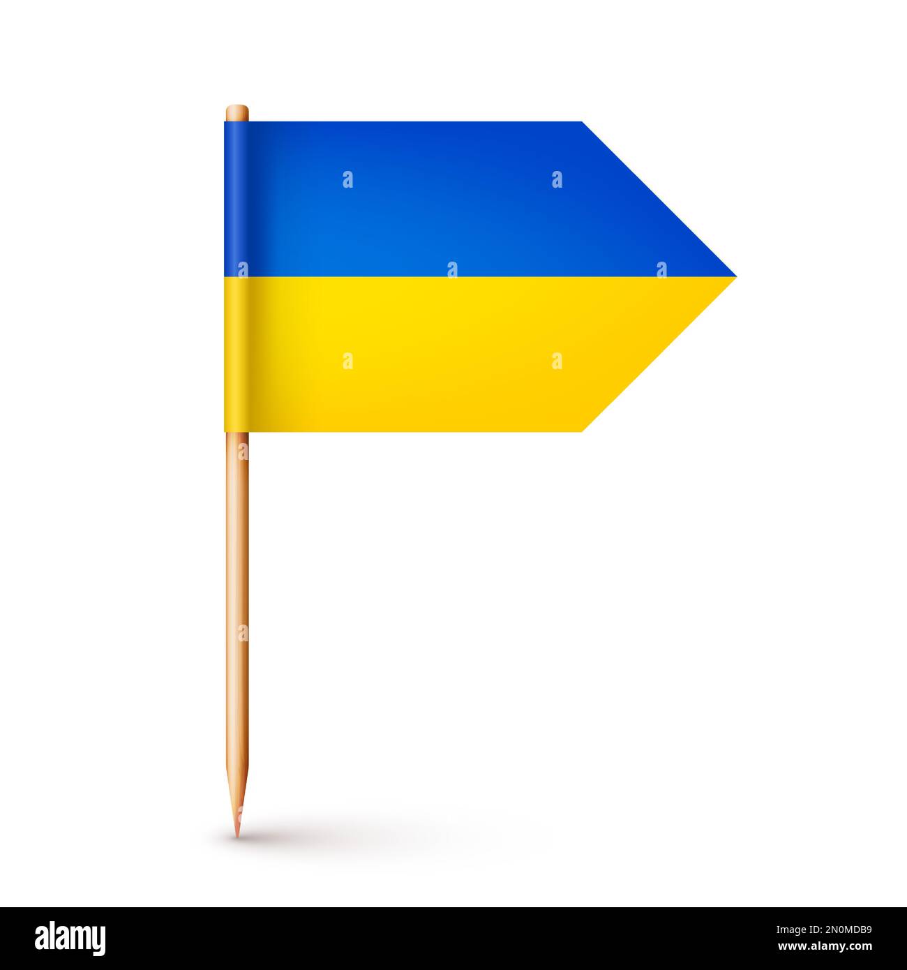 Drapeau de cure-dent ukrainien réaliste. Souvenir de l'Ukraine. Cure-dent en bois avec drapeau en papier. Repère d'emplacement, pointeur de carte. Maquette vierge pour la publicité Illustration de Vecteur