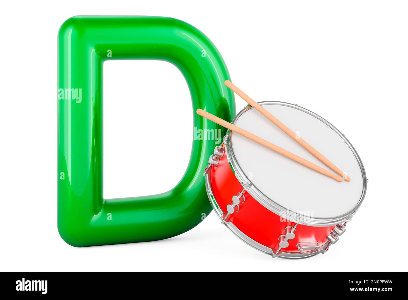 Enfants ABC, lettre D avec tambour. 3D rendu isolé sur fond blanc Banque D'Images