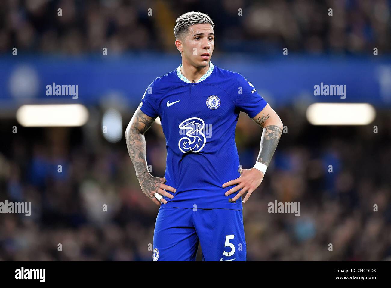 Enzo Fernandez de Chelsea - Chelsea et Fulham, Premier League, Stamford Bridge, Londres, Royaume-Uni - 3rd février 2023 usage éditorial exclusif - des restrictions DataCo s'appliquent Banque D'Images