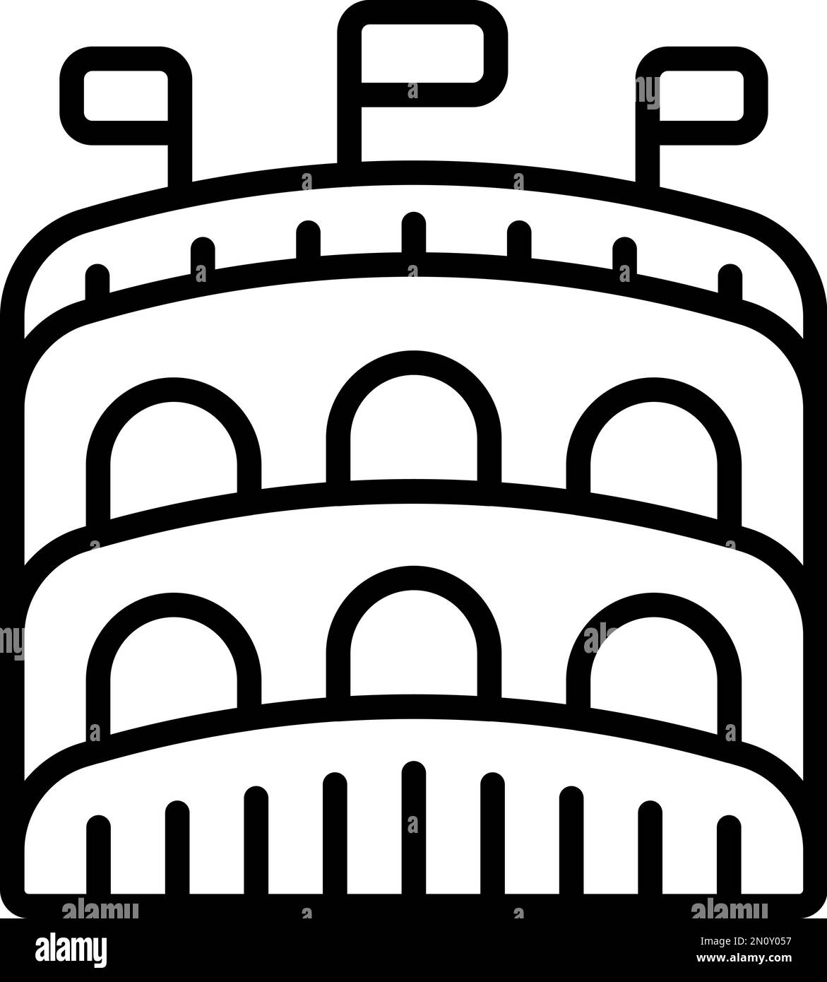 Vecteur de contour d'icône d'amphithéâtre Gladiator. Bâtiment ancien. Vieux stade Illustration de Vecteur