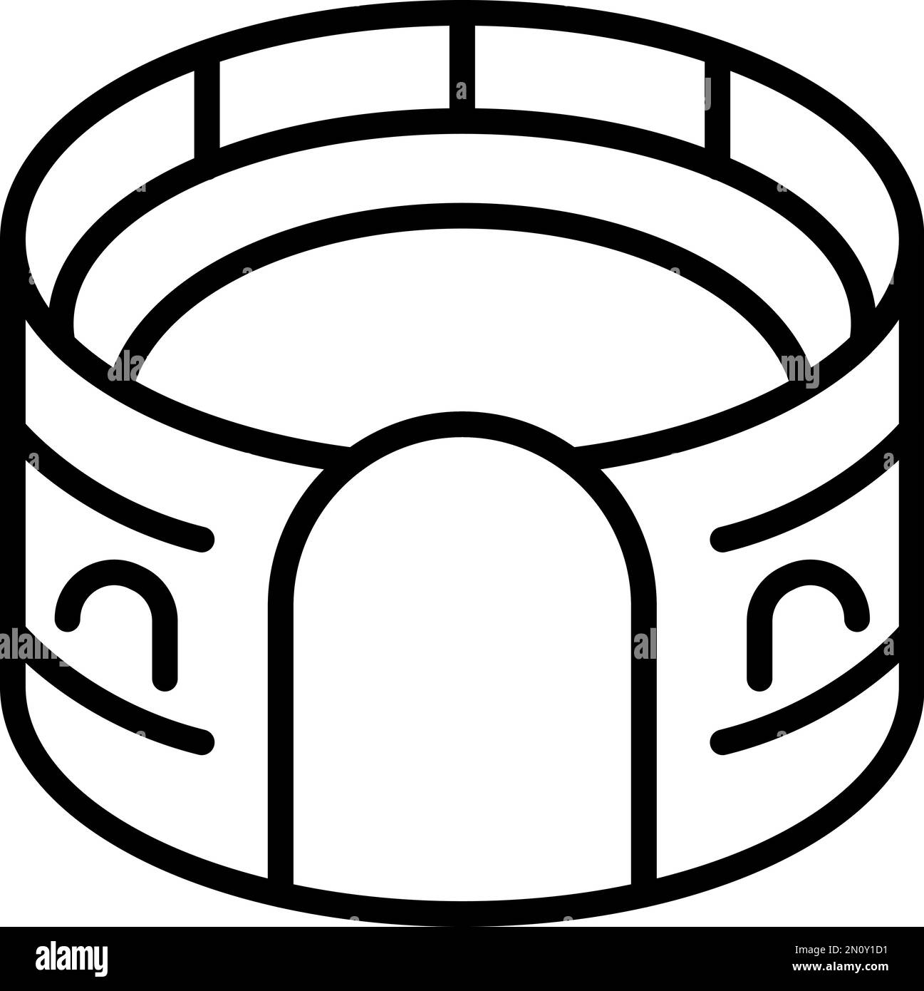 Vecteur de contour de l'icône de l'amphithéâtre de culture. Le tourisme de Hall. Scène de la ville Illustration de Vecteur