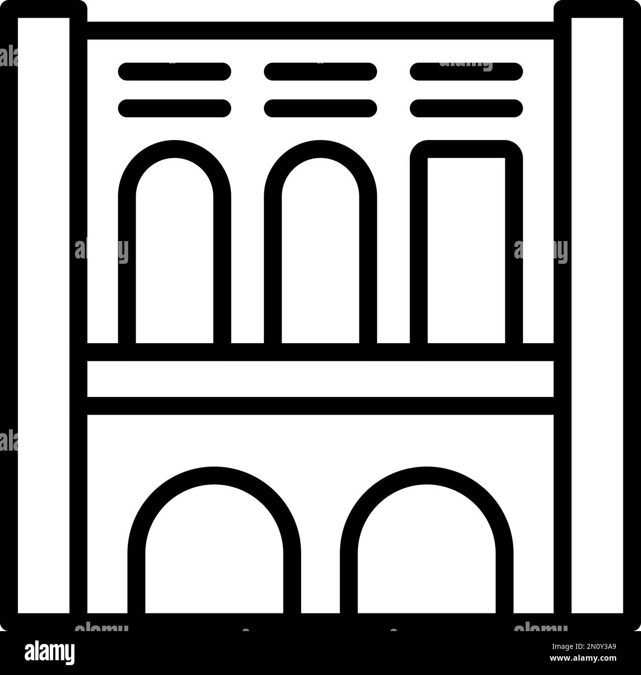 Vecteur de contour de l'icône de l'amphithéâtre médiéval. Travail ancien. Le tourisme en classe Illustration de Vecteur