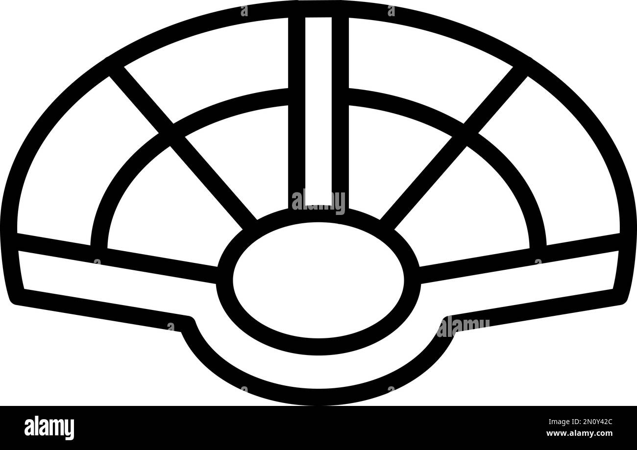 Vecteur de contour de l'icône d'amphithéâtre en salle de classe. Bâtiment ancien. Siège du stade Illustration de Vecteur