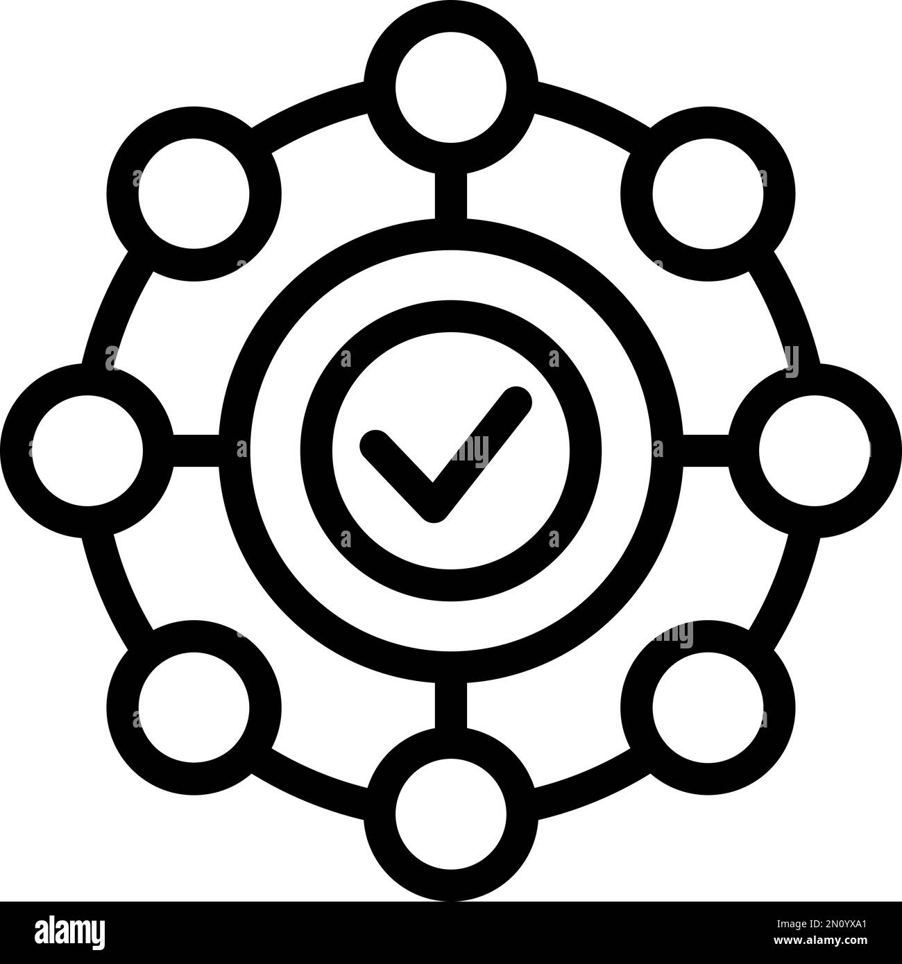 Vecteur de contour d'icône de molécule approuvé. Atome de calcium. Protéine amino Illustration de Vecteur