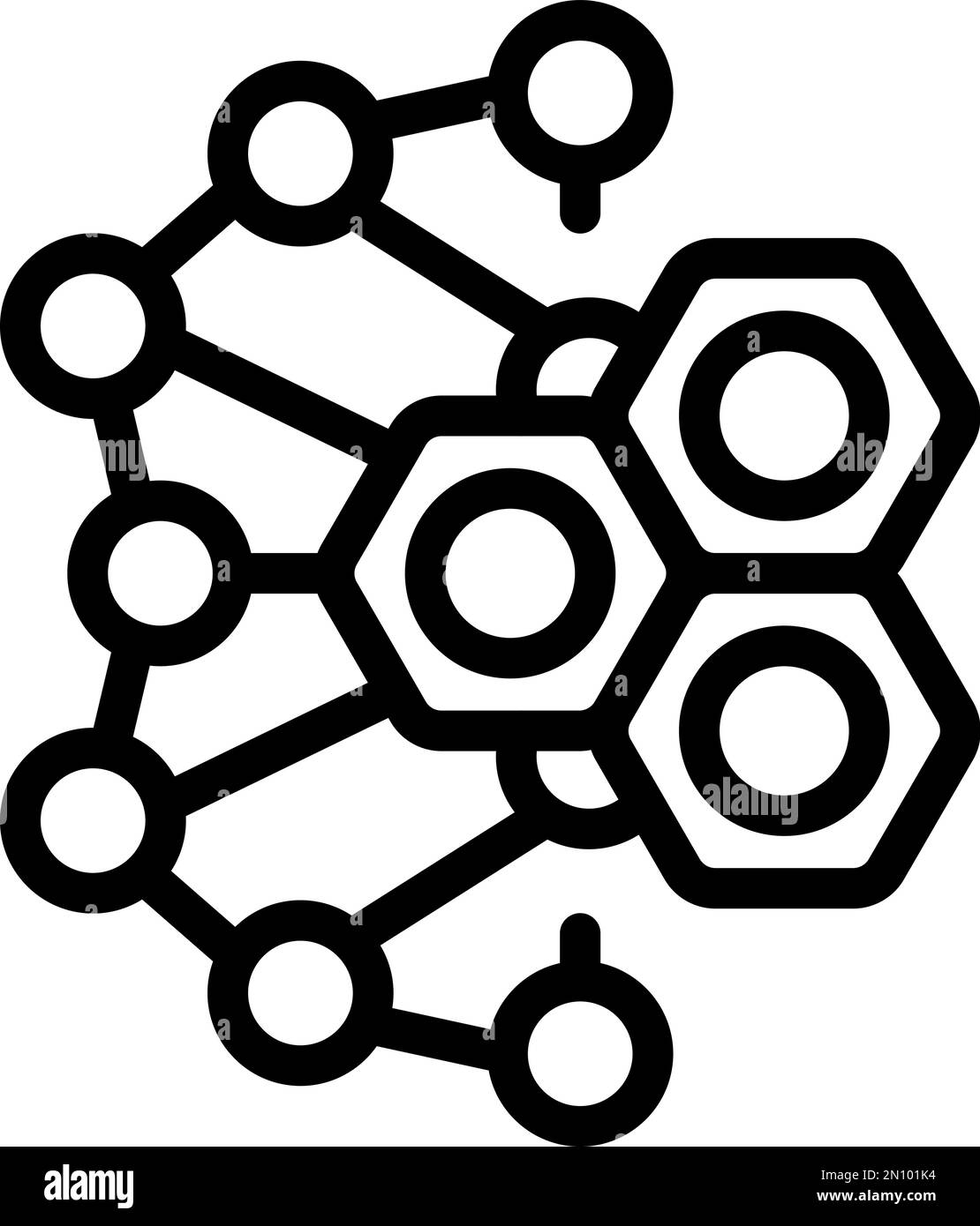 Vecteur de contour d'icône de molécule chimique. Vitamine de collagène. Structure protéique Illustration de Vecteur