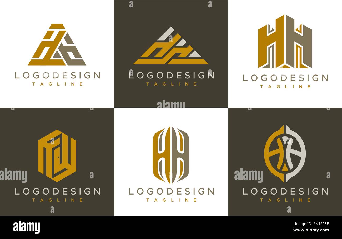 Ensemble de modèles de logo lettre H HH de ligne moderne. Vecteur de marquage HH minimaliste. Illustration de Vecteur