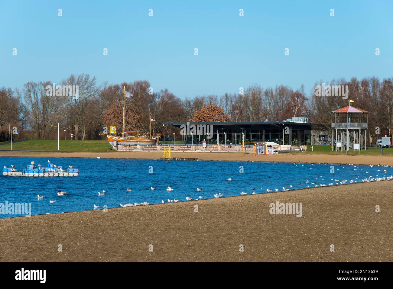 Centre de sports nautiques, Salzgittersee, Salzgitter-Lebenstedt, Basse-Saxe, Allemagne, Europe Banque D'Images