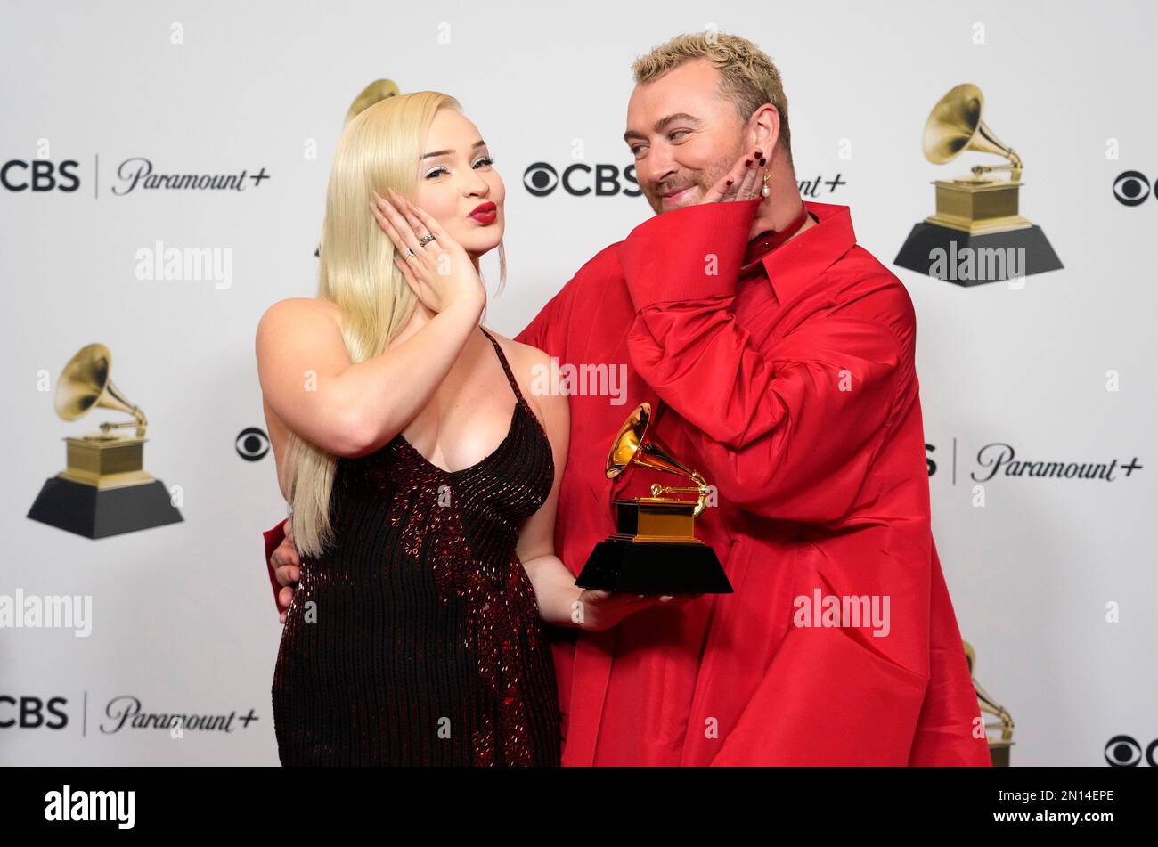 Kim Petras, left, and Sam Smith, winners of the award for Best Pop Duo
