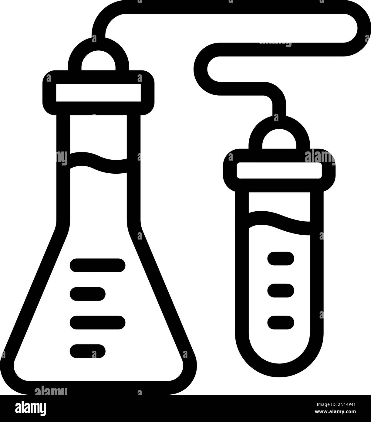 Vecteur de contour de l'icône de laboratoire de tube à essai. Station ECO. Recherche spatiale Illustration de Vecteur