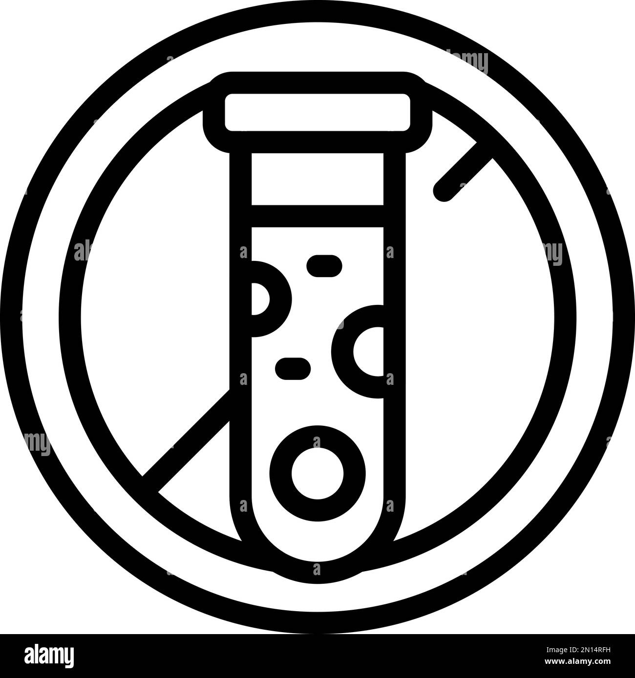 Vecteur de contour de l'icône du tube à essai à colorant naturel. Crème biologique. Label écologique Illustration de Vecteur