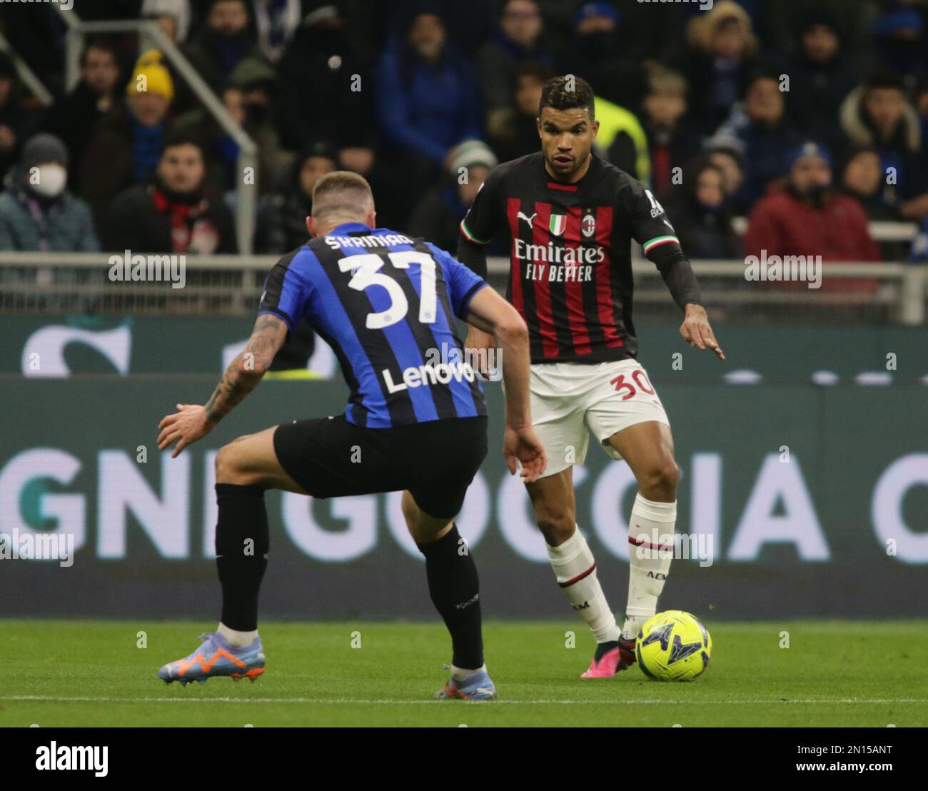 Milan, Italie. 05th févr. 2023. Junior Messias de l'AC Milan pendant la série Italienne A, match de football entre Internazionale FC et AC Milan le 05 février 2023 au stade San Siro, Milan, Italie. Photo Ndrerim Kacili crédit: Agence de photo indépendante/Alamy Live News Banque D'Images