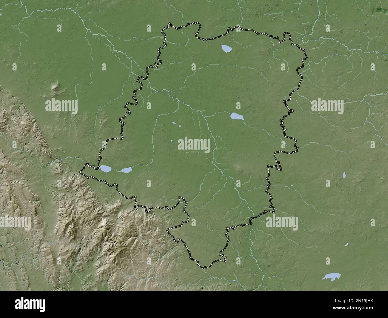 Opolskie, voïvodie|province de Pologne. Carte d'altitude colorée en style wiki avec lacs et rivières Banque D'Images