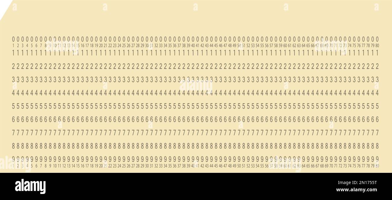Carte perforatrice IBM vide pour les machines de traitement de données électroniques calculées. Carte de pointage rétro pour la saisie et le stockage d'informations technologiques automatisées Illustration de Vecteur