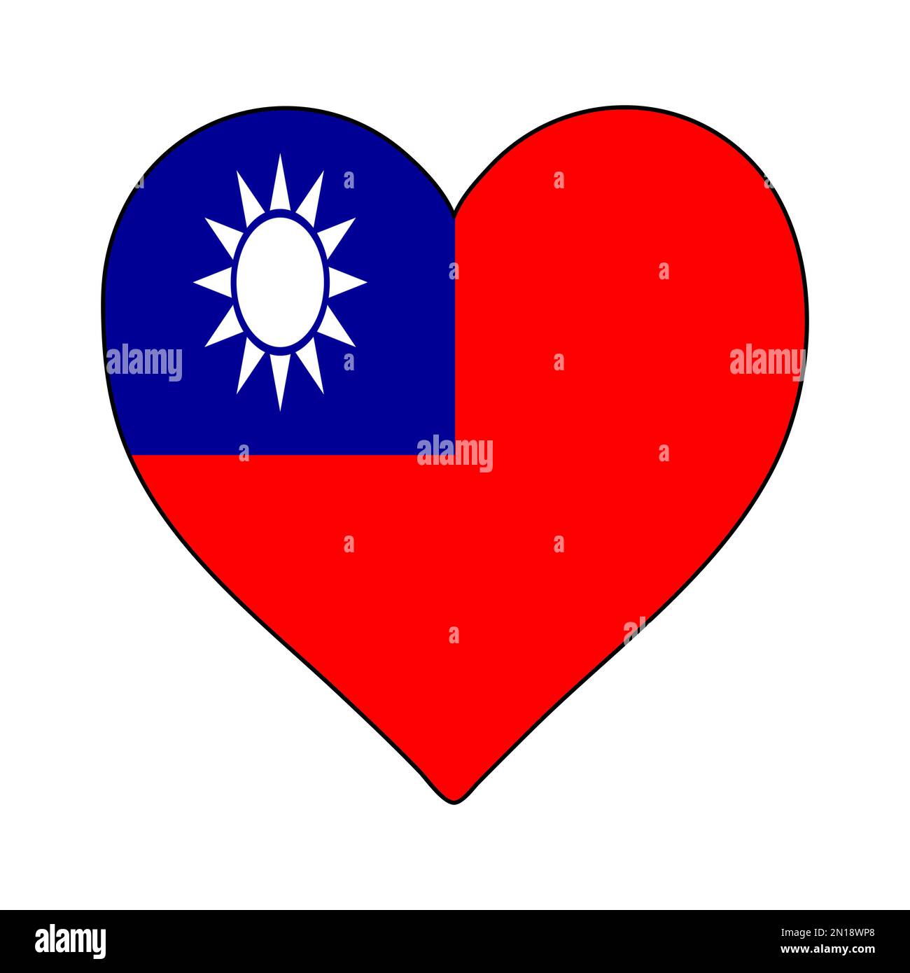 Drapeau de forme de coeur de Taïwan. J'adore Taiwan. Visitez Taïwan. Chine. Asie. Conception graphique d'illustration vectorielle. Illustration de Vecteur