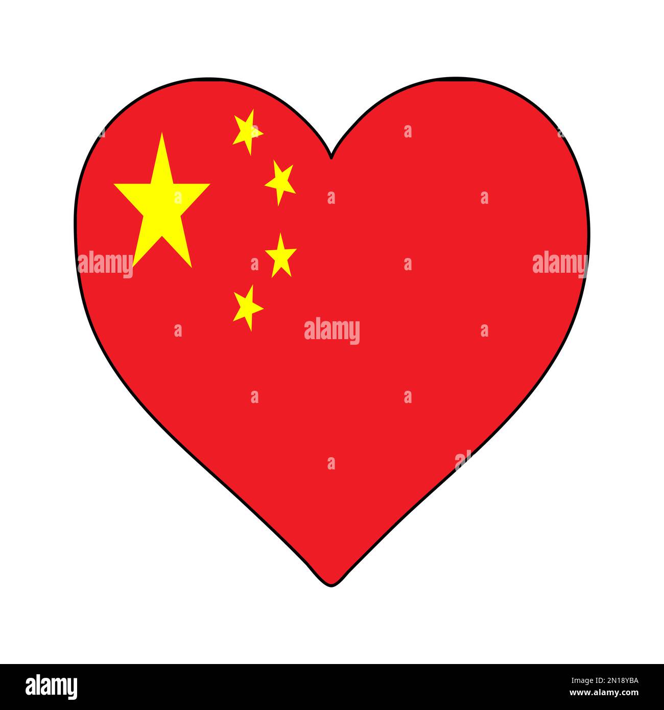 Drapeau chinois en forme de coeur. J'aime la Chine. Visitez la Chine. Asie. Conception graphique d'illustration vectorielle. Illustration de Vecteur