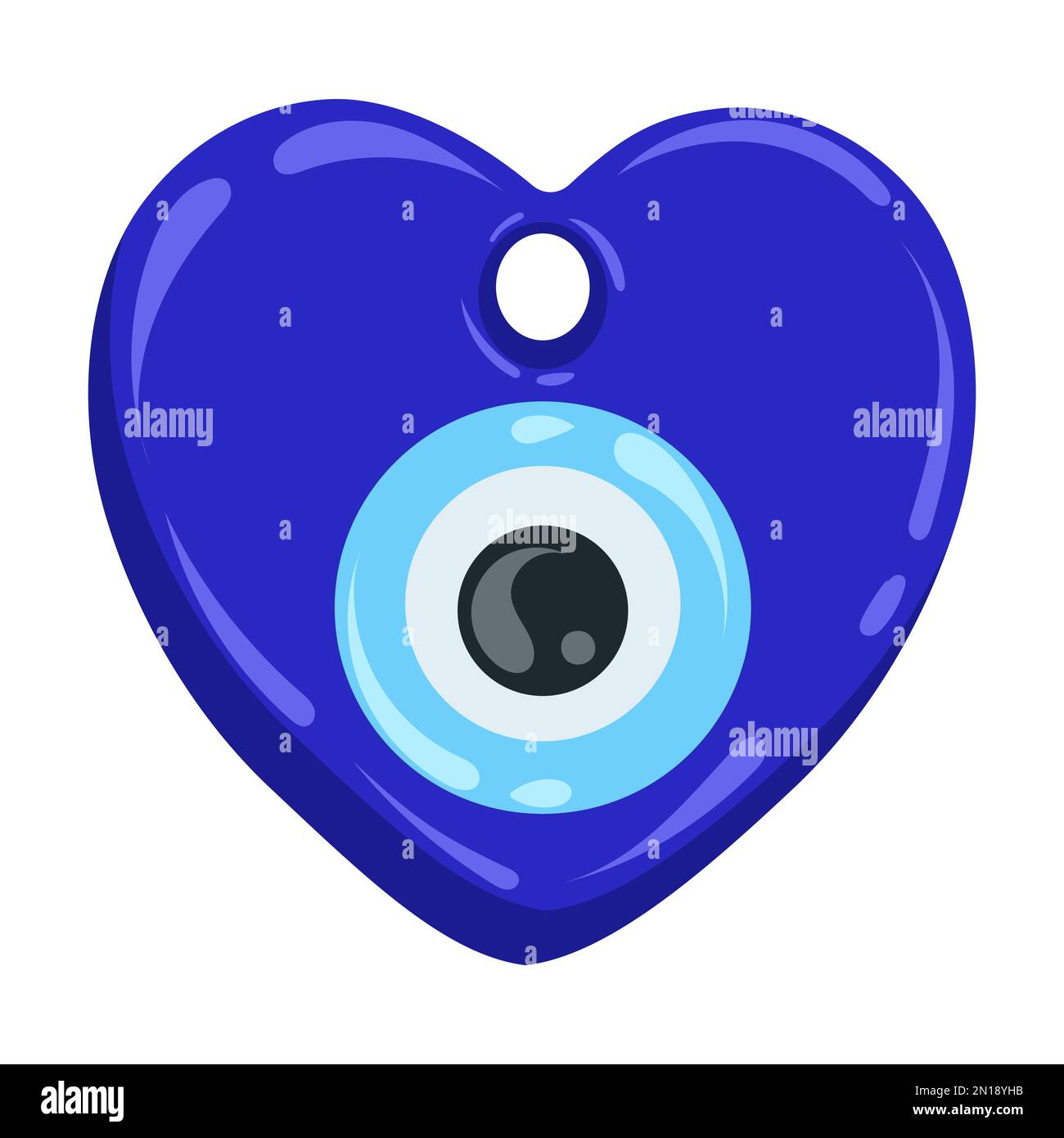 Amulette grecque mal oeil. Perle de nazar en forme de coeur bleu turc. Symbole de chance et d'énergie. Vecteur magique talisman isolé sur fond blanc. Illustration de Vecteur