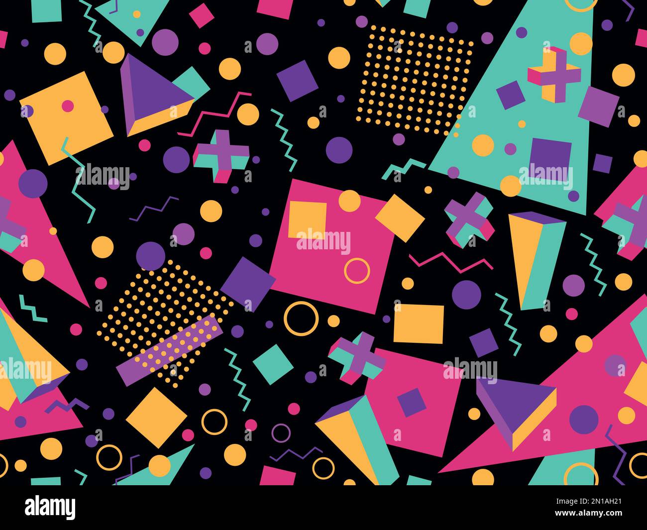 Motif Memphis sans couture avec 3D formes dans le style 80s. Formes ...