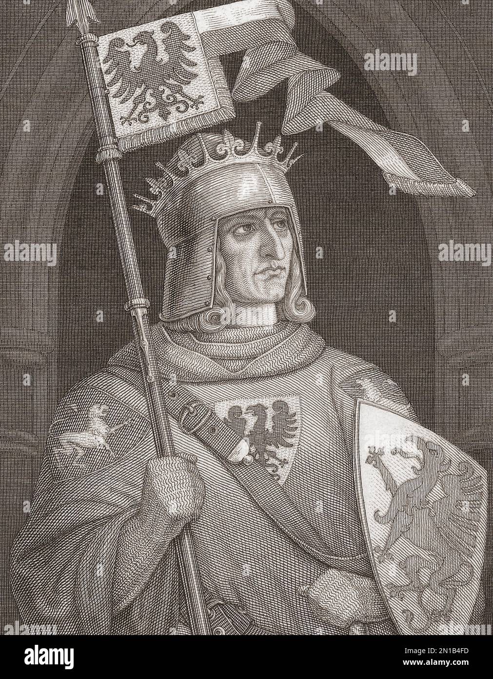 Rudolf I, également connu sous le nom de Rudolf de Habsbourg ou Der Habsburger, 1218 - 1291. Premier roi allemand de la dynastie des Habsbourg. Banque D'Images