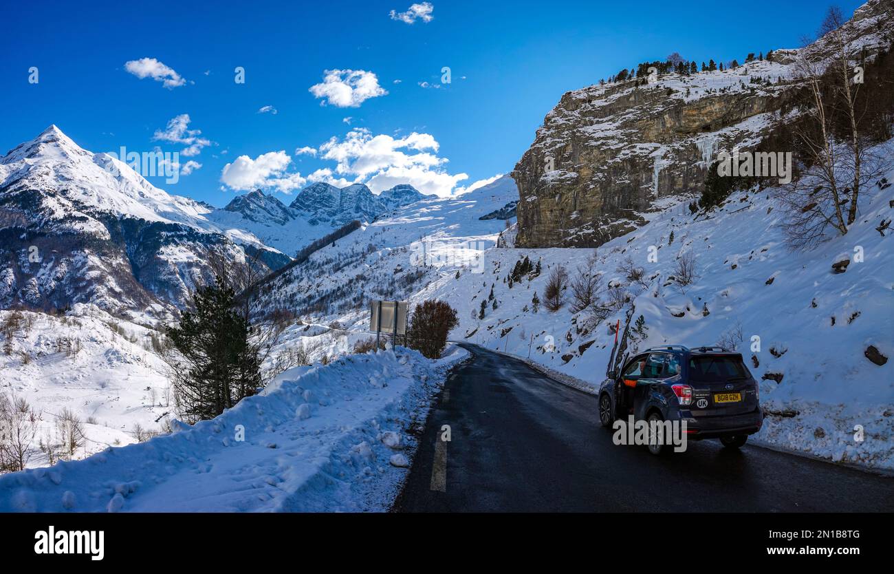 Météo hivernale à Luz-Ardiden, Pyrénées françaises, domaine skiable de France Banque D'Images