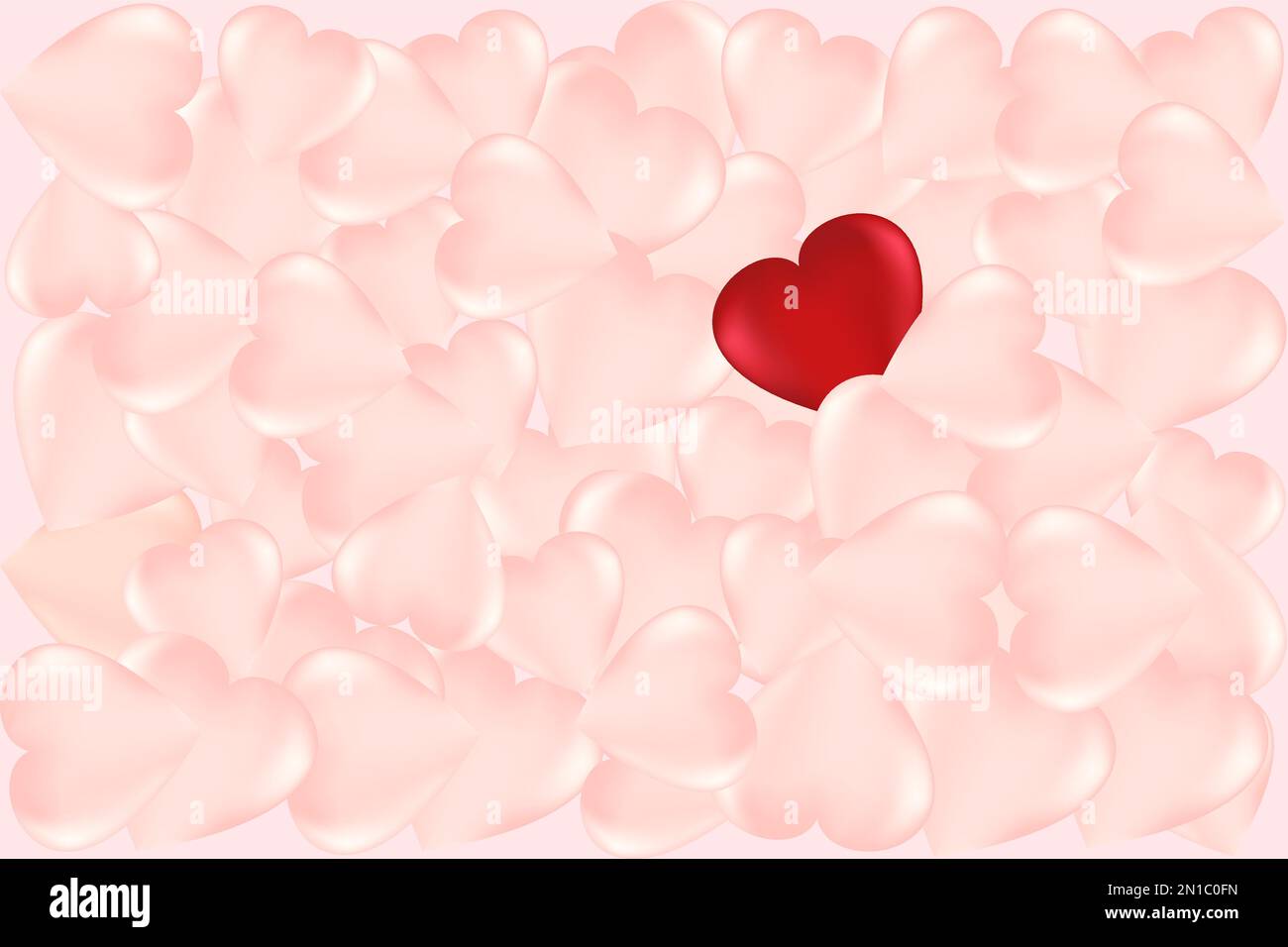 Fond de plusieurs coeurs roses et d'un coeur rouge. Fond universel de vacances. Image vectorielle. Illustration de Vecteur