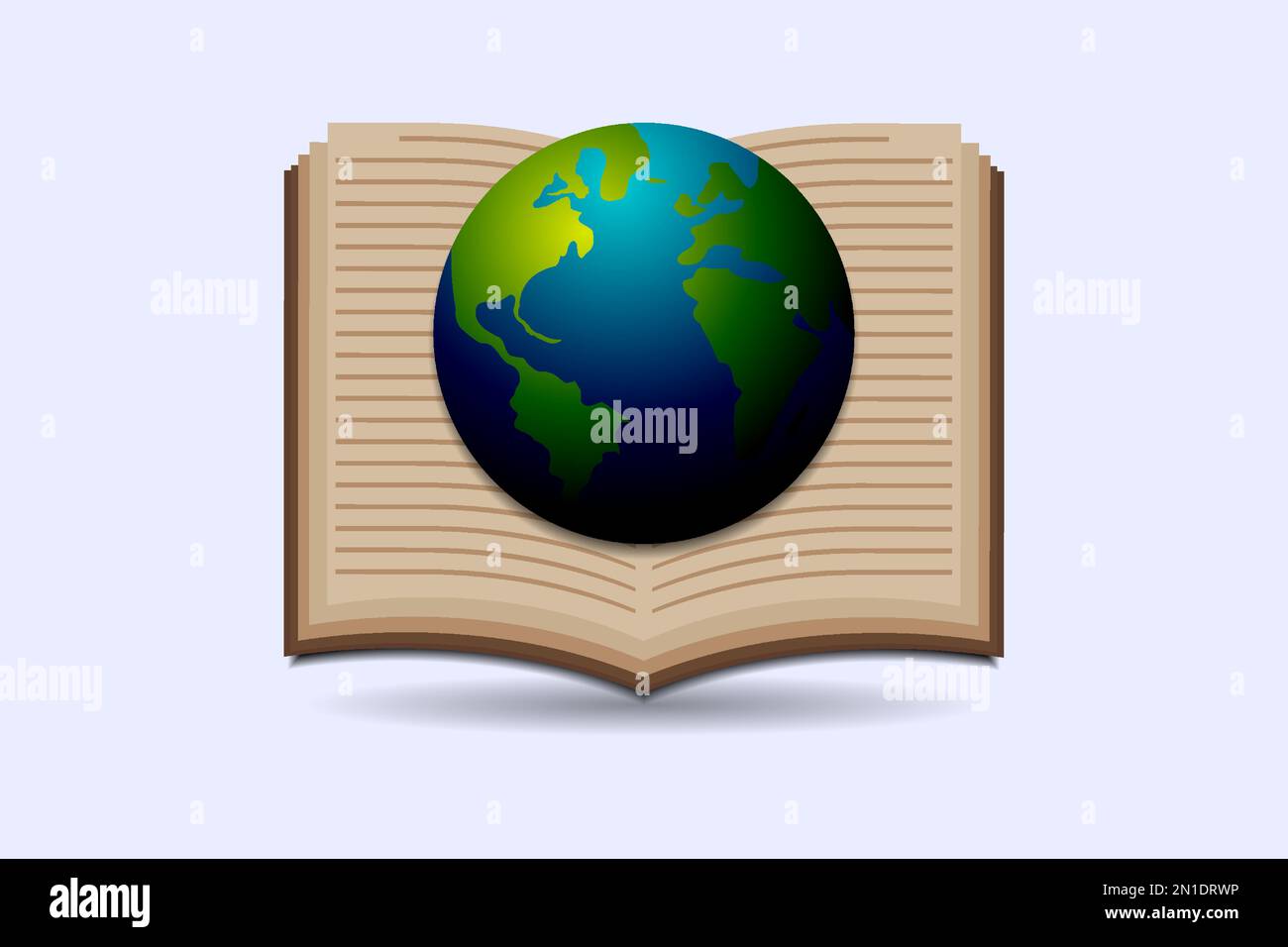 illustration du livre ouvert et de la terre. pour la journée mondiale du livre, peut également être utilisé comme logo pour la librairie ou la boutique, la bibliothèque, l'éducation ou le concept d'apprentissage, etc Illustration de Vecteur