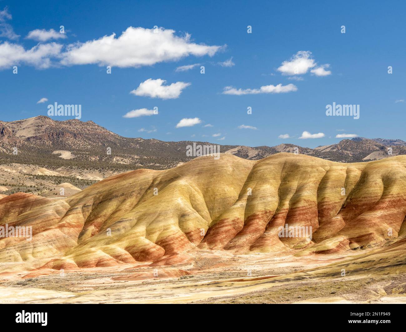 The Painted Hills, classé parmi les sept merveilles de l'Oregon, John Day Fossil Beds National Monument, Oregon, États-Unis d'Amérique Banque D'Images