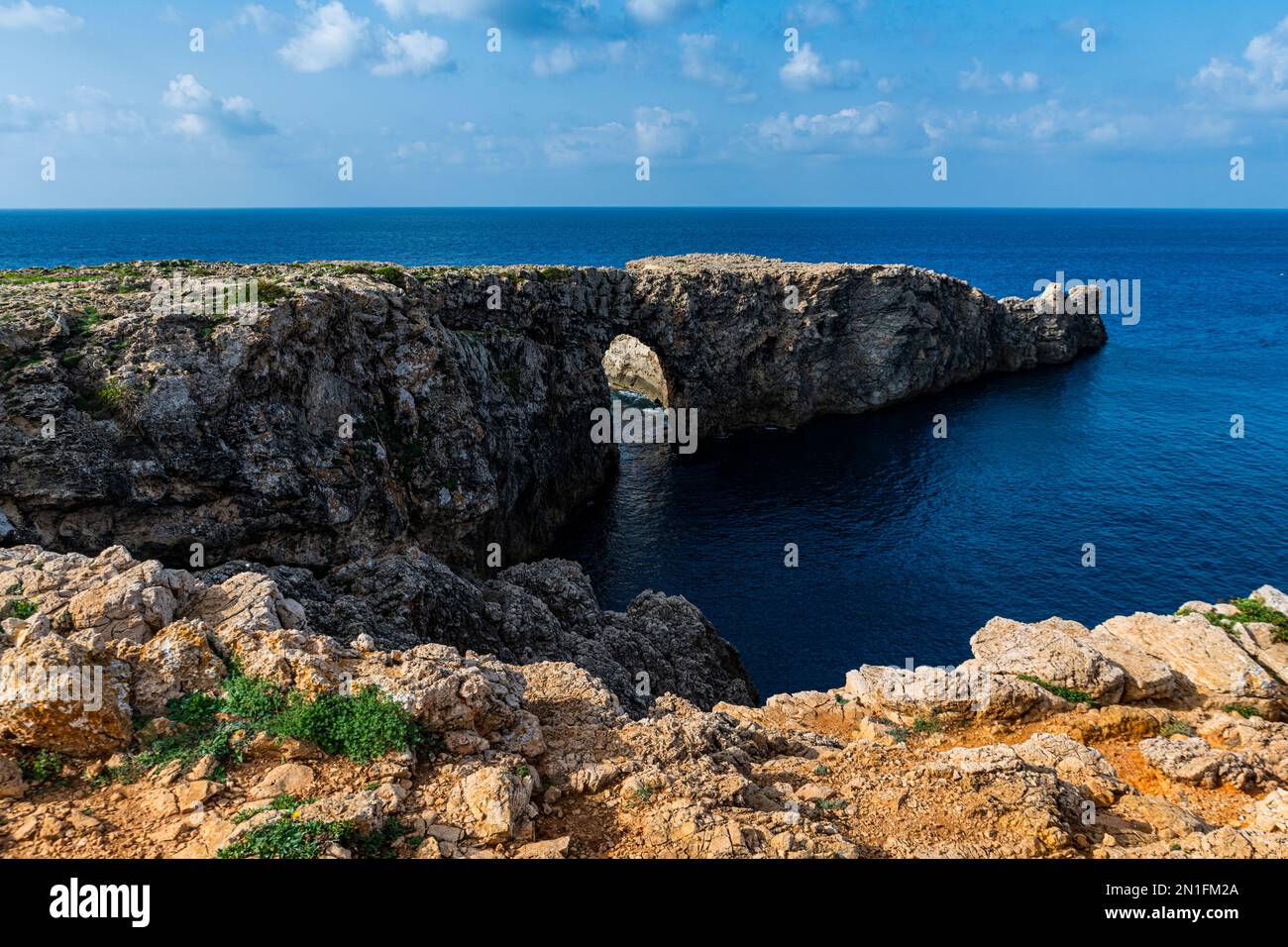 Arche naturelle, Pont d'en Gil, Minorque, Iles Baléares, Espagne, Méditerranée, Europe Banque D'Images