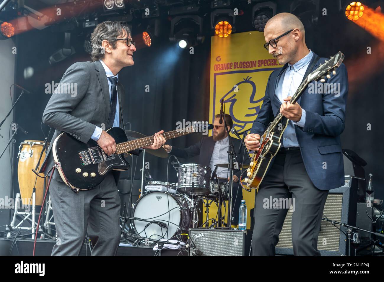 Die dänische Soul-Band D/trait aus Kopenhagen live beim Orange Blossom Special Festival, Beverungen, Deutschland | Danish Soul-Band D/troi de COP Banque D'Images