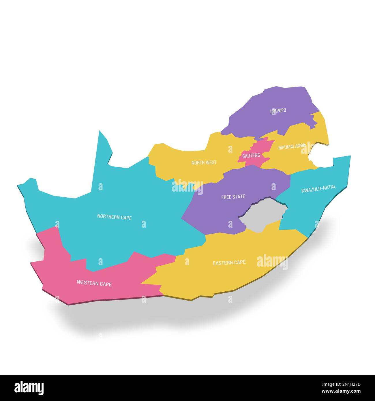 Afrique du Sud carte politique des divisions administratives - provinces. 3D cartes vectorielles colorées avec étiquettes de nom. Illustration de Vecteur