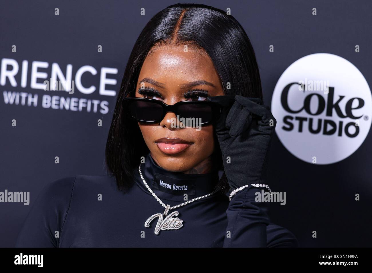 LOS ANGELES, CALIFORNIE, États-Unis - FÉVRIER 05 : le rappeur américain Big Boss Vette (Diamond Alexxis Smith) arrive au Universal Music Group 2023 65th GRAMMY Awards après la fête qui s'est tenue aux studios Milk de Los Angeles sur 5 février 2023 à Los Angeles, Californie, États-Unis. (Photo de Xavier Collin/image Press Agency) Banque D'Images