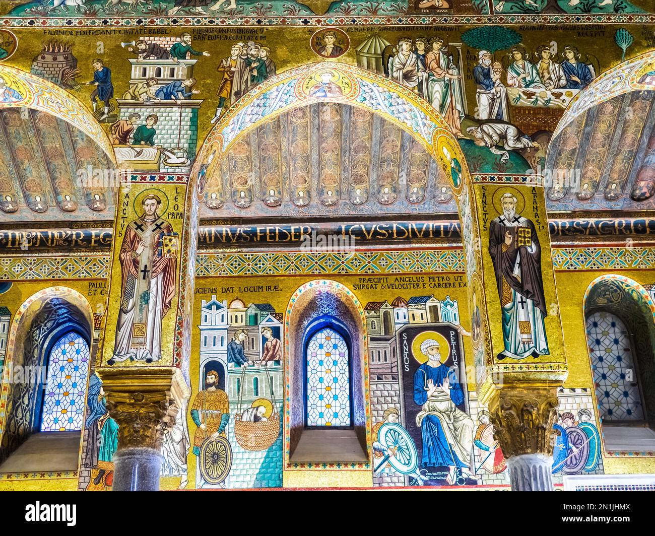 Mosaïques byzantines dans la chapelle palatine du palais normand de Palerme - Sicile, Italie Banque D'Images